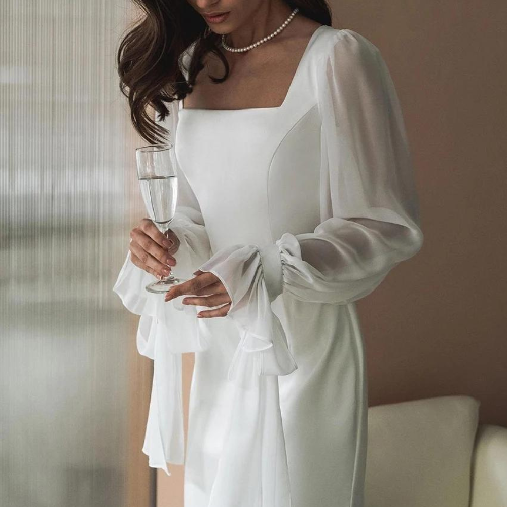Women’s Evening Long Gown Maxi Dress With Square Neckline