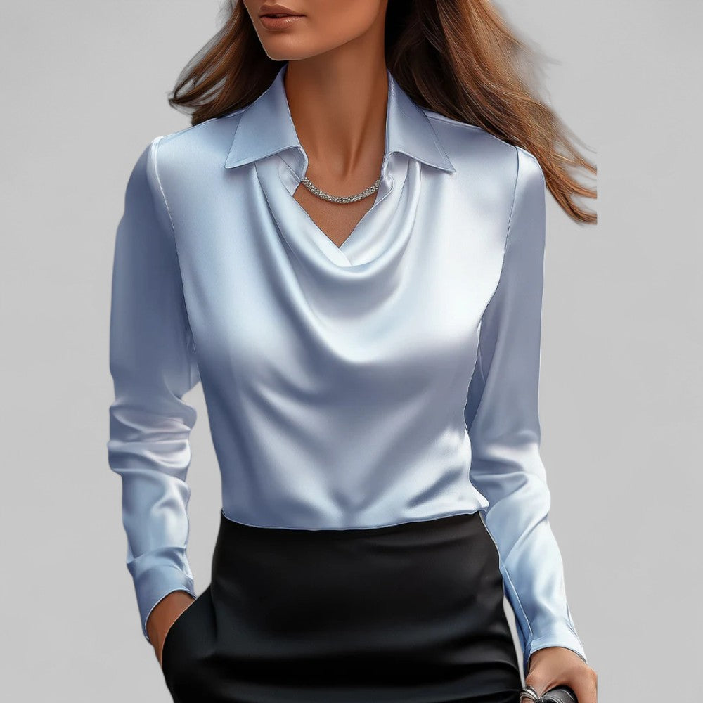 Versatile Elegant Draped Neckline Blouses for Women