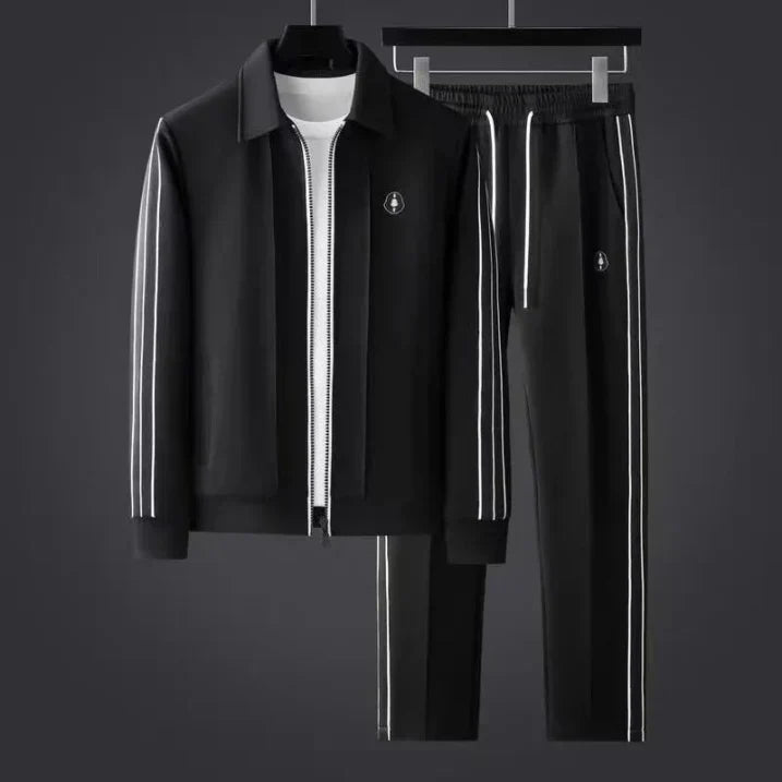 Men's Athletic Stripe Active Fit Track Two-Piece Set