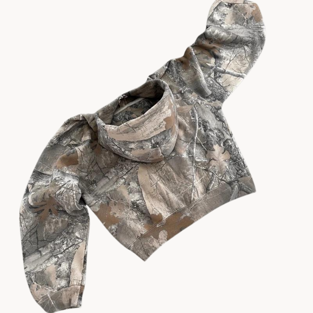 Women's Rugged Camouflage Oversized Cropped Hoodie