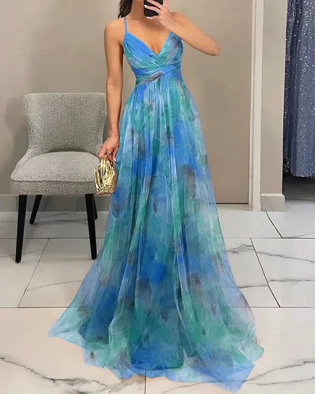Women’s Effortless Floral Printed Maxi Style Summer Dress for Evening Parties